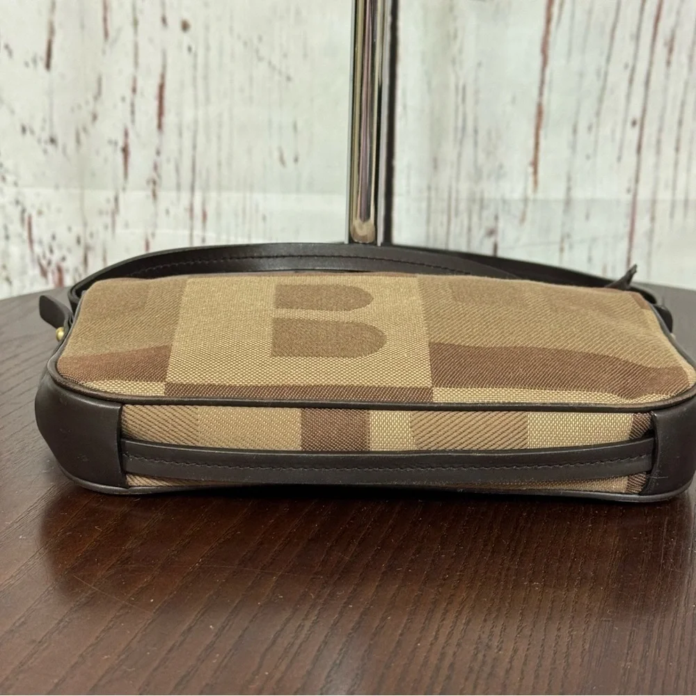 BALLY Monogram Brown textile & leather shoulder crossbody pochette mini Bag y2k
